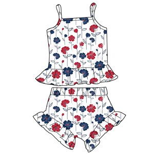 Set Estivo Casual a 2 Pezzi con Volant per Bambine, Outfit per il 4 Luglio, Abbigliamento per Bambine per le Festività - Product Image 5