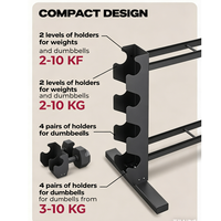 Ensemble d'haltères en fer moderne avec support et étagères de rangement pour kettlebells, pour la salle de sport et la maison