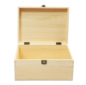 2021 Unpolished wooden box with hinged lid, wooden jewelry box (26.5 x 20 x 14 cm)