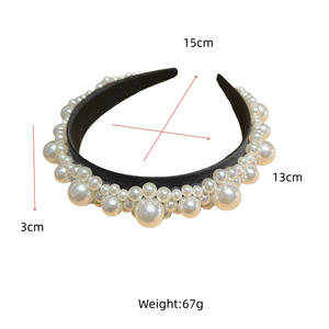 Serre-tête large vintage baroque en perles de 15 cm pour femme, accessoires de mariage et de fête, vente en gros - Product Image 3