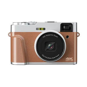 Kamera foto Digital portabel, kamera kompak keamanan portabel HD Anti guncangan 4k elemen hitam cokelat fokus neon USB Flash