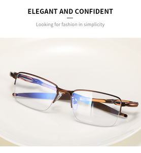 Monture en acier inoxydable style demi-oeil, lunettes de lecture <span class=keywords><strong>anti</strong></span>-lumière bleue pour <span class=keywords><strong>ordinateur</strong></span> - Product Image 2