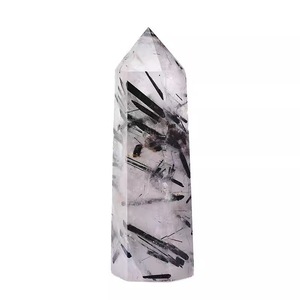 Natuurlijke Zwarte Ruatiled Kwarts Ruwe Steen Gepolijst Punt Kristallen Kolom Milieuvriendelijke Mascotte Home Office Decoratie - Product Image 5