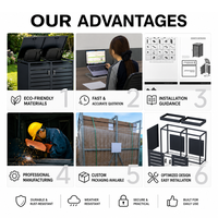 Abri de rangement extérieur élégant en aluminium à toit ouvert pour poubelles, enceinte métallique durable pour l'organisation des déchets, écologique