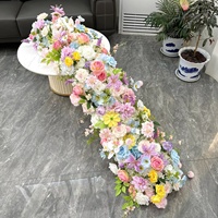 Guirlande de fleurs artificielles en soie rose et orange pour décoration de table de mariage, arrangement floral pour la maison et les fêtes