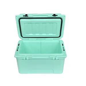 OEM 45QT de alta calidad roto-moldeado hielera refrigeradores para caza de aislamiento de poliestireno PE caja de hielo de logotipo personalizado