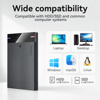 VegGieg Box Esterno USB 3.0 per Disco Rigido SATA da 2,5 Pollici, Custodia Trasparente in Plastica per HDD, Adattatore per SSD