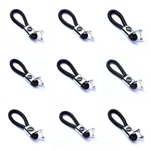 Vente en gros de porte-clés en métal avec corde en cuir PU tissé à la main porte-clés de voiture en cuir sac Opp en alliage de zinc porte-clés en cuir porte-clés léger - Product Image 2