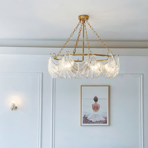 Lustre de plafond en forme de coquille, design nordique <span class=keywords><strong>vintage</strong></span> personnalisé, AC110V AC220V, verre transparent, LED, pour hall d'entrée - Product Image 3