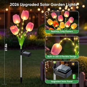 Luci Solari a Tulipano NESSTU per Esterni, Set da 3, Luci da Giardino a Fiore Solari con Steli Pieghevoli, Impermeabili IP65, 800mAh, 12 Ore di Illuminazione per Giardino - Product Image 6
