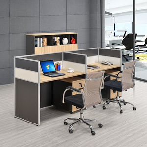 Bureau informatique moderne en chêne en forme <span class=keywords><strong>de</strong></span> L pour une personne, avec écran <span class=keywords><strong>de</strong></span> séparation réglable en hauteur, pour employés (vente en gros) - Product Image 2