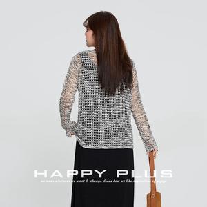 Cárdigan de punto calado para mujer, talla grande, gris, suéter fino de fibra acrílica, manga larga, ajuste holgado - Product Image 3