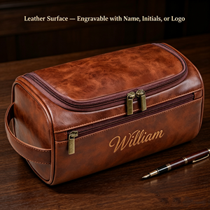 Borsa da Viaggio in Pelle di Alta Qualità per Uomo, Pronta per l'Incisione, per Kit da Barba e Accessori da Toeletta - Product Image 1