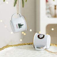 Ornements suspendus en forme de tasse à café, style moderne minimaliste en fer forgé blanc, pour arbre de Noël