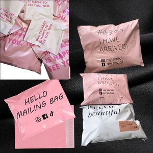 Customized LOGO Pink Poly Mailing Mailer Bags Clothing Shipping Bags Biodegradable Packaging Bags for Hoodies - Product Image 4