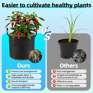 Sacs de culture de 1, 3, 5, 7, 10, 15, 20, 50, 100 gallons, résistants, épais, aérés, en tissu non tissé, <span class=keywords><strong>pour</strong></span> la plantation de légumes et de fruits - Product Image 2