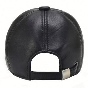 Gorra de Béisbol de Cuero Genuino Negro, 6 Paneles, para Hombre y Mujer - Product Image 4