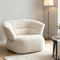 Canapé en fausse fourrure d'agneau doux, fauteuil pouf moelleux, siège pivotant de détente pour chambre, salon et balcon