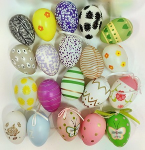 Œufs de Pâques réutilisables colorés assortis, vente en gros, plastique brillant imprimé pour <span class=keywords><strong>la</strong></span> chasse aux œufs des enfants, garnitures de paniers - Product Image 4