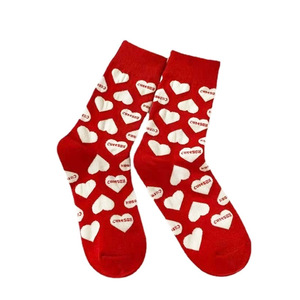 थोक कोरियन प्यारा दिल आकार सॉक ट्रेंडी आकस्मिक वैलेंटाइन कस्टम डिजाइन क्रू मोजे महिलाओं के लिए - Product Image 5