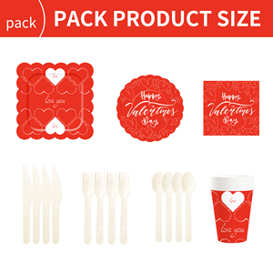 Juego de Vajilla DAMAI para el Día de San Valentín, Platos de Papel para el Día de San Valentín, Platos y Servilletas para Fiestas Románticas para 8 Personas - Product Image 6