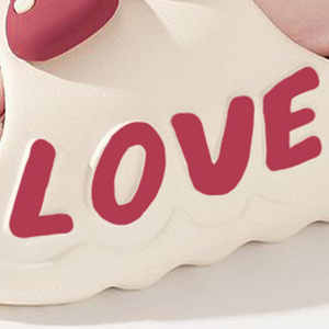 Sandali Estivi da Donna con Suola Spessa, Aperti, Stampati, con Rialzo, Decorazione a Fiocco a Orecchie di Coniglio e Scritta LOVE Laterale Colorata - Product Image 6