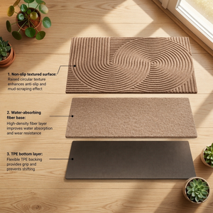 Tapis de porte en TPE écologique antidérapant à nervures, tapis de sol d'entrée non toxique, inodore, lavable avec support en TPE pour la maison et <span class=keywords><strong>le</strong></span> bureau - Product Image 6