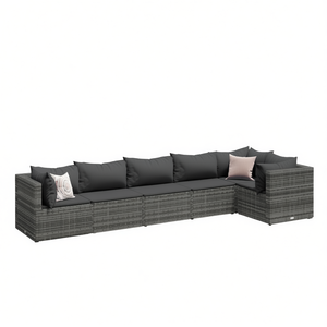 Ensemble de salon de jardin en rotin gris anthracite 6 places, mobilier de jardin extérieur résistant aux intempéries, design contemporain - Product Image 1