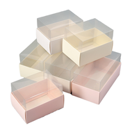 Boîte cadeau avec couvercle transparent, boîte en carton multicolore pour biscuits, gâteaux et cadeaux de fête