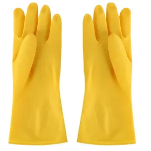 Cow Tendon Latex Gloves Acid And Alkali Resistant Rubber Thickened Wear Resistant Waterproof Washing Rubber Gloves Yellow