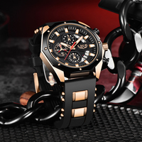 Montre pour homme LIGE LG8908, silicone, 3 sous-cadrans, montre à quartz pour homme, décontractée, sportive, étanche, lumineuse, chronographe, montre-bracelet + boîte