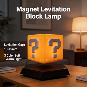 Tabletop Magnetic Levitation Block <b>Lamp</b> Yellow Question Mark Block <b>Switch</b> Control Floating LED Light for Kids' Gift Desk Decor - Product Image 6