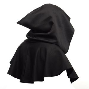 Mantello nero Vintage <span class=keywords><strong>accessori</strong></span> gotici Unisex mantello medievale con cappuccio scialle corto Costume Cosplay Party Witch Clock