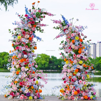 FS - Meilleures ventes : Arche de fleurs en soie 3D en forme de corne, fournitures de décoration de mariage personnalisées