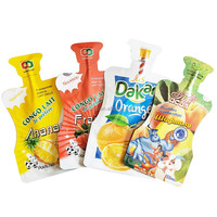 Sachets en plastique personnalisés pour boissons liquides avec paille, pour machine de remplissage de jus en aluminium, pochettes verticales à bec verseur