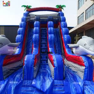 Toboggan gonflable commercial en PVC à double piste, thème animaux mignons, avec palmiers et motif marbré bleu, pour <span class=keywords><strong>parc</strong></span> aquatique et divertissement du <span class=keywords><strong>week</strong></span>-<span class=keywords><strong>end</strong></span> - Product Image 5