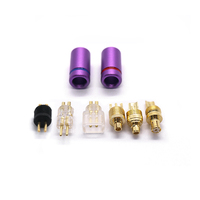 Earphone ungu 4.5mm lubang pin pria untuk Headphone Headset kabel Audio DIY adaptor konektor