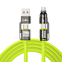 Cable de Datos Tipo-C de Silicona 4 en 1 de 240W con Carga Rápida, Cable USB con Luz LED Fluida, USB C Líquido