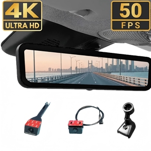 Gương chiếu hậu phân chia dành riêng cho xe kỹ thuật số phát trực tuyến 4K không thấm nước IPS 9.6 inch toàn màn hình Pro trước và sau <span class=keywords><strong>camera</strong></span> - Product Image 1