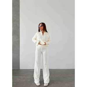 Ensemble de pulls en tricot à col polo zippé pour femmes, collection 1511 - Product Image 3