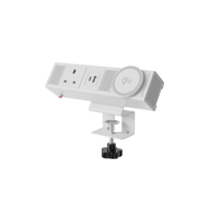 Support de bureau amovible en acier inoxydable OMNI avec chargeur sans fil rapide Qi2, module double port USB-C pour bureau