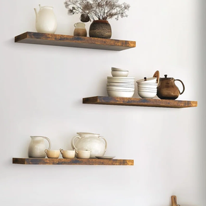 Estante rústico para decoración del Hogar, baño, dormitorio, cocina, sala <span class=keywords><strong>de</strong></span> estar, organizador <span class=keywords><strong>de</strong></span> libros, almacenamiento, estantes <span class=keywords><strong>flotantes</strong></span> montados en la pared <span class=keywords><strong>de</strong></span> <span class=keywords><strong>madera</strong></span> y Metal - Product Image 5