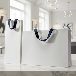 Sac cadeau en papier kraft de luxe personnalisé avec poignée pour vêtements, impression offset, emballage portable haut de gamme et logos personnalisés - Product Image 1