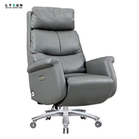 Fauteuil de Direction Ergonomique Pivotant Noir/Gris en Similicuir Confortable et Réglable en Hauteur pour PDG/Directeur – Style Moderne