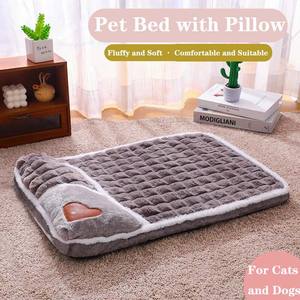 Colchón de felpa para mascotas extraíble ecológico, cojín de dormir cuadrado suave transpirable para gatos y perros para el hogar y la perrera - Product Image 2