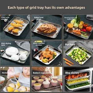 2-in-1 Stainless Steel Baking Set – <b>Pan</b> Tray with Wire Cooling Rack, Oven Roasting Rack for Cake, Brownie, <b>BBQ</b>, Chicken, Vegetab - Product Image 6