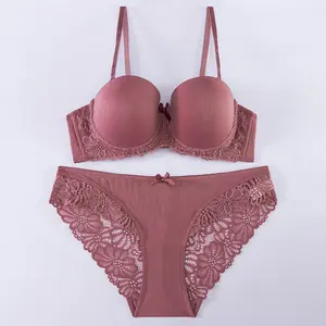 OEM Supplier high quality Fancy Free Bra Sets 1/2 Cup T-shirt Bra Luxury Lace And Micro Cup bra & brief sets