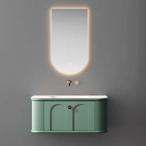 Modern Design Water Resistant Bathroom Wall Cabinet <b>Vanity</b> Single Sink Wooden <b>Vanity</b> <b>with</b> Led <b>Mirror</b> for Apartment and Villa Use - Product Image 1