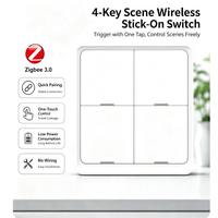Panneau de commande intelligent sans fil Tuya Zigbee à 4 touches, à coller, sans câblage, application Smart Life, télécommande, domotique