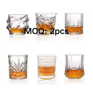 Venta al por mayor barato whisky embalaje personalizado logo bar beber vodka vasos cortos taza cristalería whisky copa de vino